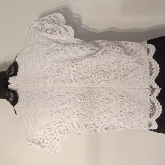 Betsy Johnson Ivory and Black Lace Dress with Collar Size 14 - Picture 7 of 12